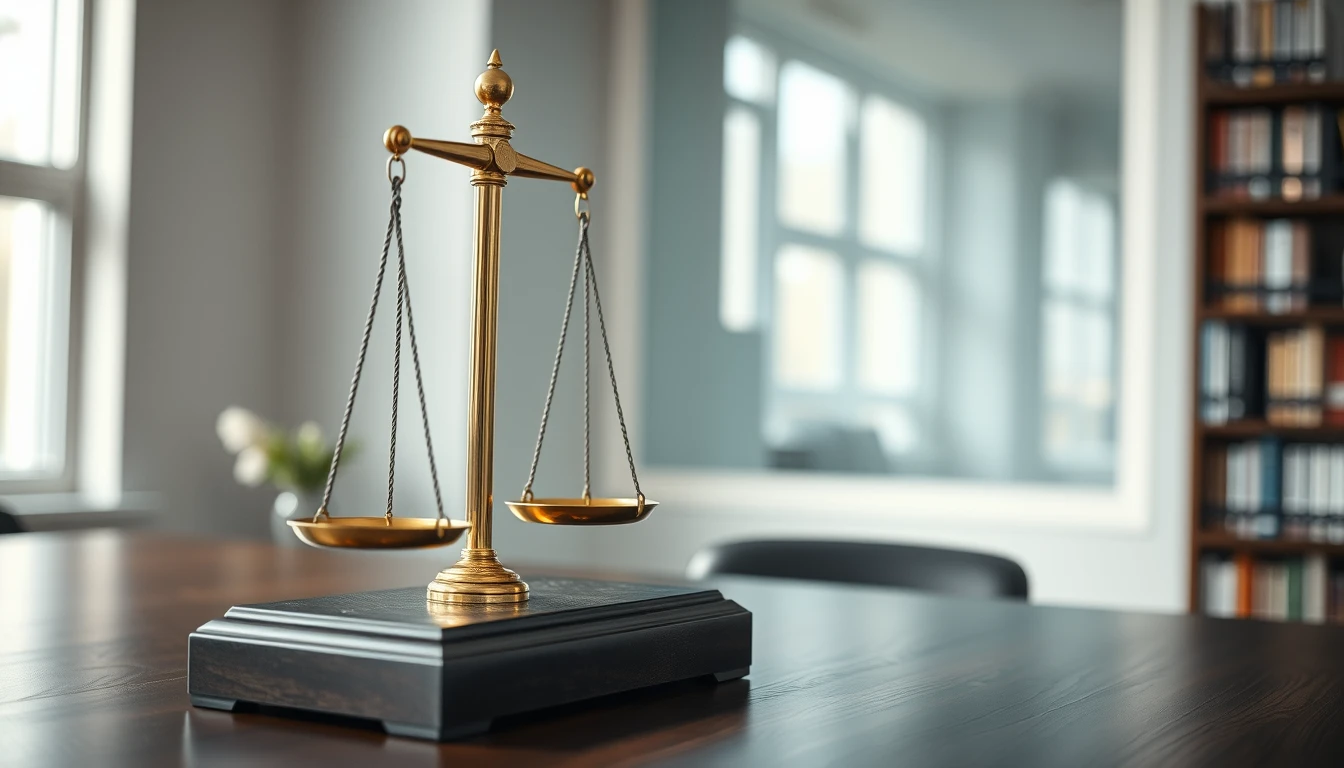 Photo of a brass balance scale on an office desk, representing sole trader versus limited company
