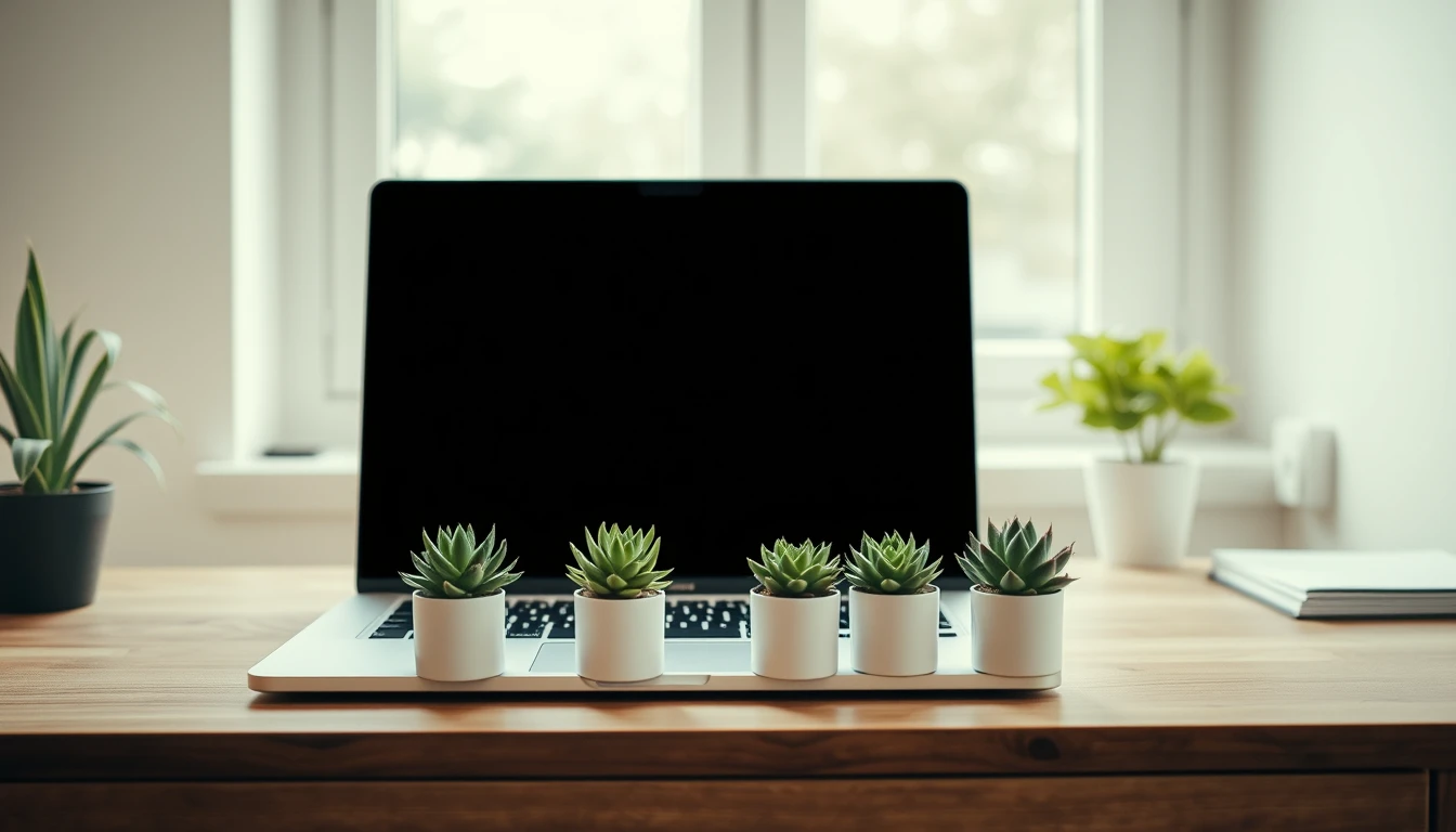 Photo of a wooden desk with an open laptop and a row of small potted succulents by a bright window, illustrating the MTD calendar quarters election