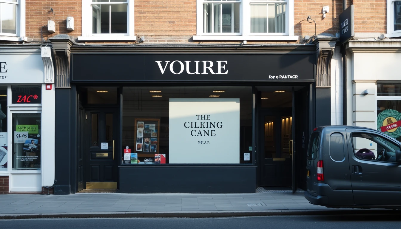 Photo of a London shopfront with a small van parked outside in soft daylight